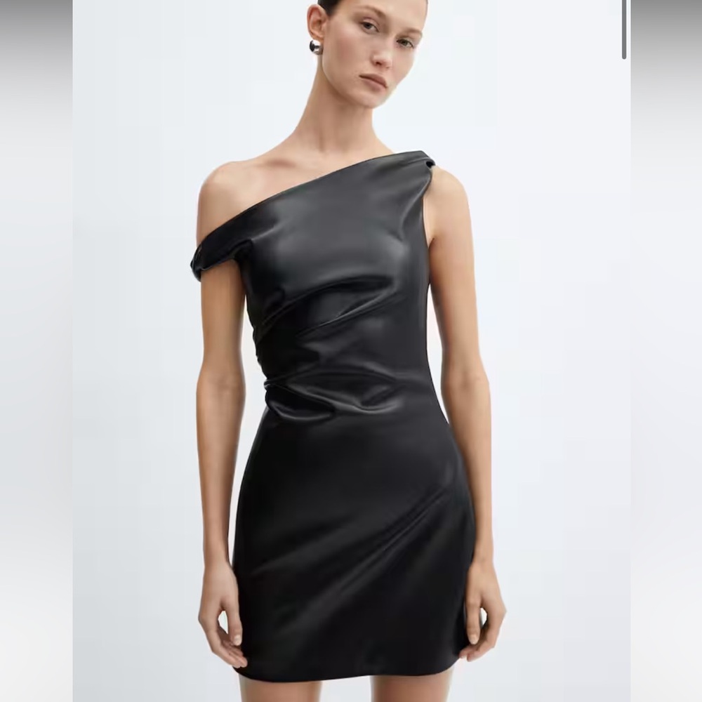 MANGO LEATHER-EFFECT MINI DRESS